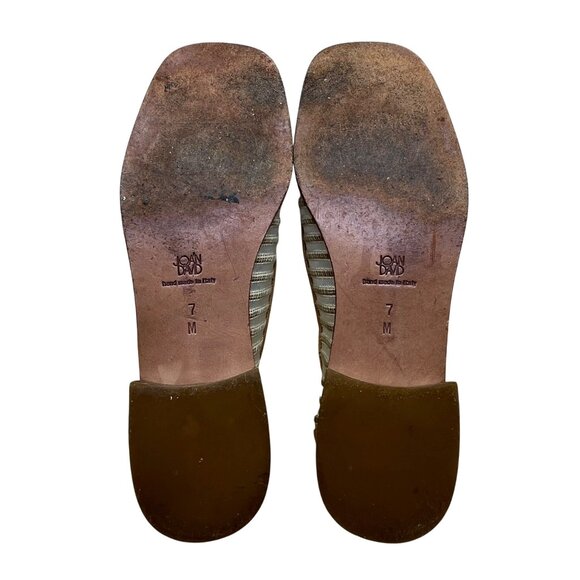 Vintage Joan David Women’s Tan/Brown Leather & Fabric Striped Low-Heel Flats Sz - Picture 8 of 8